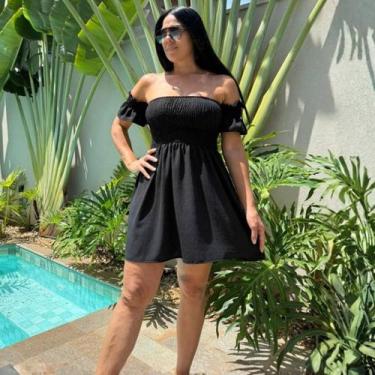 Imagem de Vestido Feminino Ciganinha Curto Verão Tecido Leve Ombro A Ombro - Don