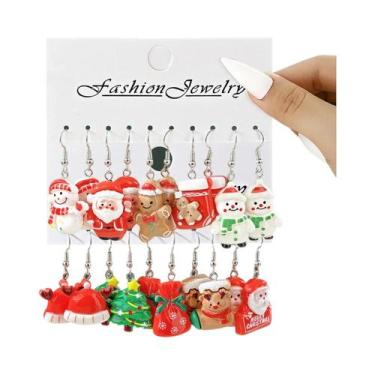 Imagem de Conjunto De Brincos De Resina Em Forma De Homem De Gengibre De Natal, 