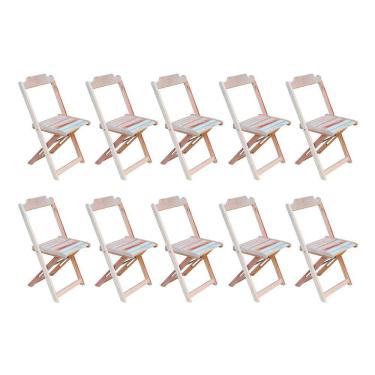 Imagem de Kit 10 Cadeiras De Madeira Dobravel Sem Pintura/Crua - Marrom