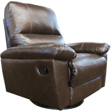 Imagem de Poltrona Reclinável Giratória Glider Couro Marrom