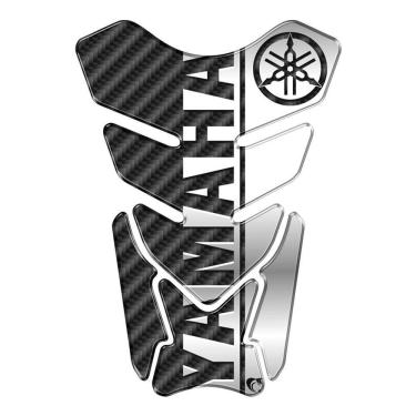 Imagem de Adesivo Resinado Protetor De Tanque Moto Yamaha Prata Cor Prata E Preto