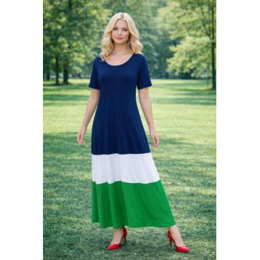 Imagem de Vestido Longo 3 Cores Faixa Moda Feminina - modanascimento, Marinho, B