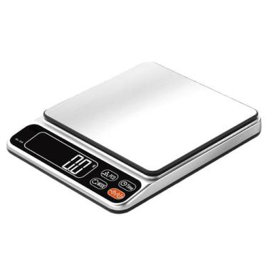 Imagem de Balanças digitais de cozinha de alta precisão em prata metálica 390g -