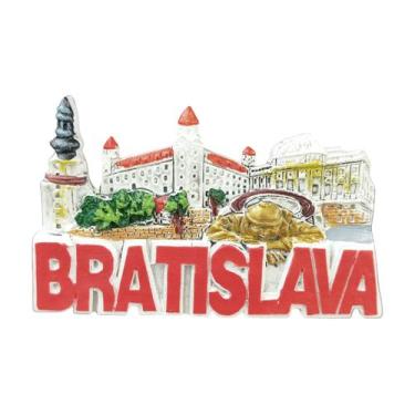 Imagem de Ímã de geladeira 3D Bratislava Eslováquia, lembrança de resina 8,5x5,2