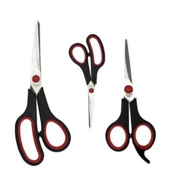 Imagem de Kit Tesouras Aço Inox Cozinha Escritório Papel Costura - UtilBazar
