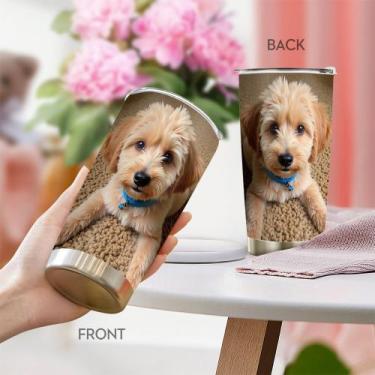 Imagem de Copo de viagem, caneca de café Oasisdream, 600 ml com estampa de cacho