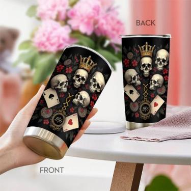 Imagem de Copo Oasisdream de aço inoxidável 600ml com estampa de caveira