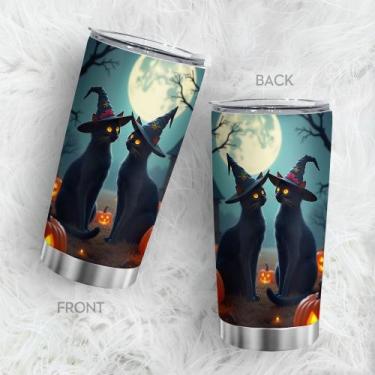 Imagem de Copo Oasisdream de aço inoxidável 600mL com estampa de gato