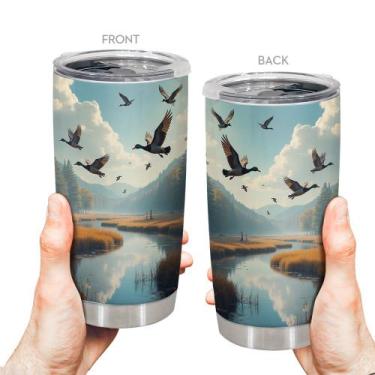 Imagem de Caneca de viagem Oasisdream Tumbler 600 ml com estampa de pássaros