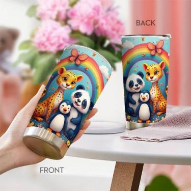 Imagem de Caneca Tumbler Oasisdream em aço inoxidável 600ml com estampa animal