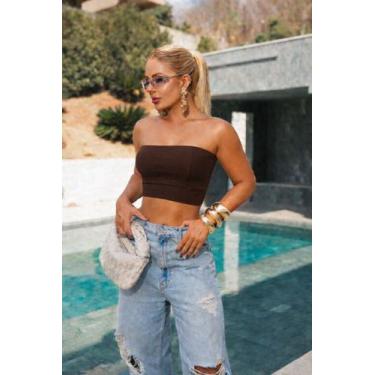 Imagem de Cropped Feminino sem alça em Suplex Premium  Top Sem Alça Modelador Co