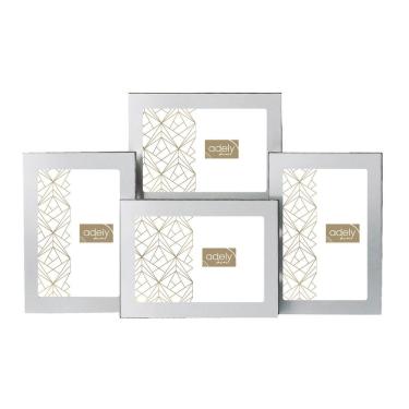 Imagem de Porta-Retrato 10X15 Múltiplo 4 Fotos - Prata - Aluminio - Adely Decor
