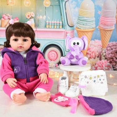 Imagem de Bebê Reborn Exclusiva Elefantinho Roxo Com Acessórios Completa Articul