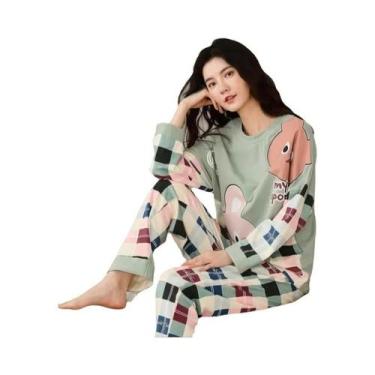 Imagem de Pijamas Femininos De Inverno Com Manga Longa E Calças Longas, Conjunto
