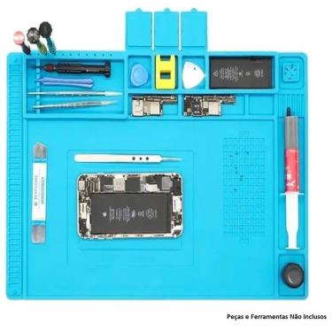 Imagem de Manta Antiestática Magnética Silicone Bancada Manutenção Estação de Trabalho Grande 45 x 30 Cm