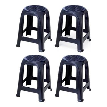Imagem de 04 Banco Banqueta Plástico Preto Plasnorthon 46 Cm Cor Preta, plastico