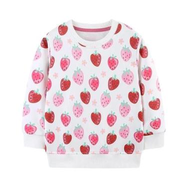 Imagem de Camisetas De Manga Comprida Com Estampa De Morango Para Meninas, Roupa