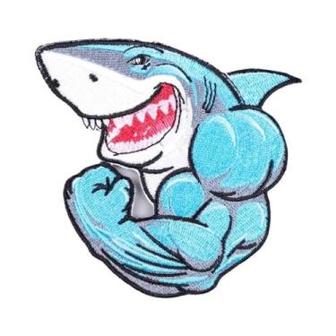 Imagem de Patch Bordado De Orangotango E Tubarão Termocolante, Patches De Animai