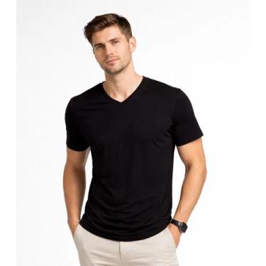 Imagem de Camiseta Masculina Básica Com Gola Em V Select Preto, M, Preto