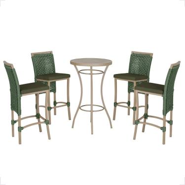 Imagem de Mesa Bistro E 4 Banquetas Roma Fendi Corda Náutica 12 Verde