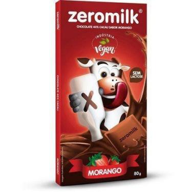 Imagem de Chocolate 40% Cacau Sabor Morango - 80g - Zeromilk