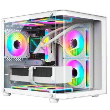 Imagem de Gabinete Gamer Aquário Hayom GB1799, 4x Fans RGB, Frontal e Lateral em