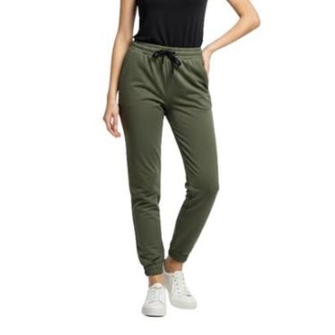 Imagem de Calça de Moletom Feminina Jogger Básica Verde Militar Forrado Felpudo Flanelado com Bol...