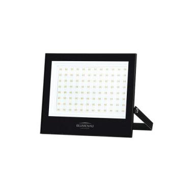 Imagem de Refletor Blumenau Led Play 100W Preto Bivolt, 3000K Luz Amarela