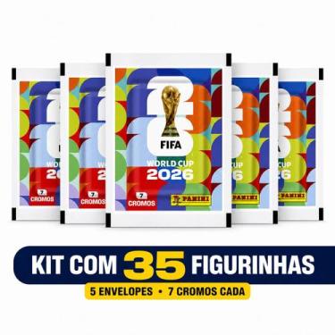 Imagem de Kit 5 Pacotinho de Figurinha da Copa do Mundo 2026 Oficial (35 figurin