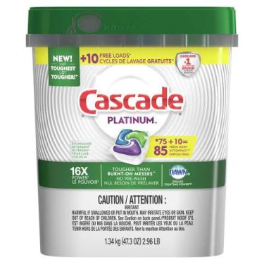 Imagem de Detergente para Lava-louças Cascade Platinum ActionPacs 85 Unidades