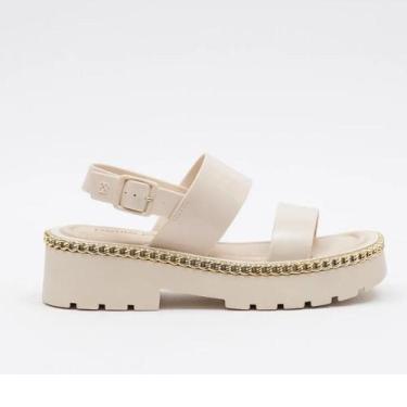 Imagem de Sandália Feminina Flatform Petite Jolie Papete Tratorada PJ7179, Marfi