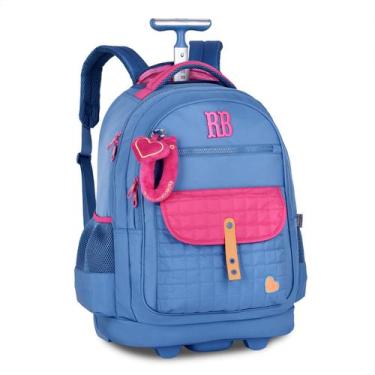 Imagem de Mochila De Rodinha Rebecca Bonbon Oficial Chaveiro Pelúcia, Azul