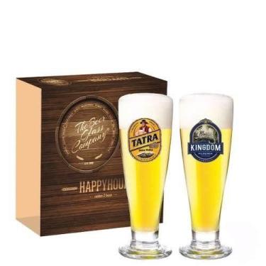 Imagem de Jogo Copos Cerveja Tulipa Roma Decorado 300ml 2 Peças Ruvolo