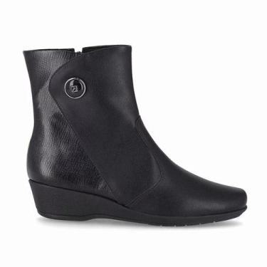 Imagem de Bota Feminina Piccadilly Salto Anabela Cano Curto Ref 143219, Preto, 3