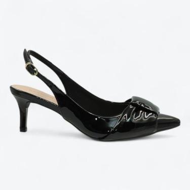 Imagem de Scarpin Mariotta Slingback Kitten Heels Feminino 1355324-01, Preto, 35