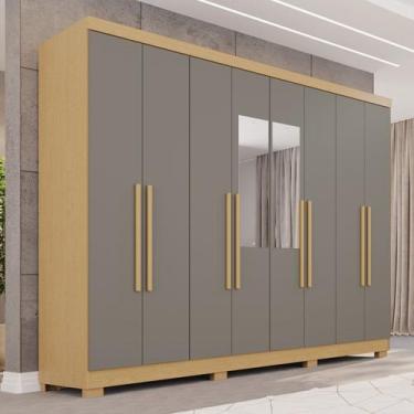 Imagem de Guarda-Roupa Casal com Pés e Espelho 8 Portas 4 Gavetas França Espress
