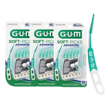 Imagem de Kit 3 Palito Interdental Alongado Cabo Curvado Soft Picks GUM Advanced