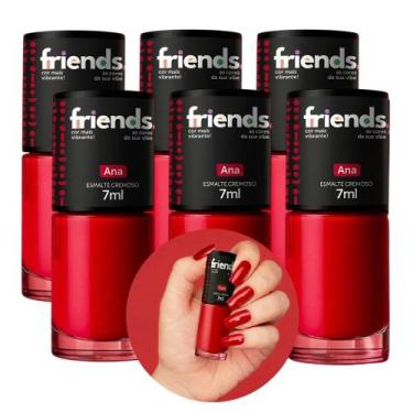 Imagem de Kit 6 Esmalte Vermelho Clássico Cremoso Ana Friends 7ml Cor Vibrante