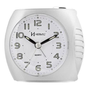Imagem de Relogio despertador herweg 2586-021 branco, BRANCO