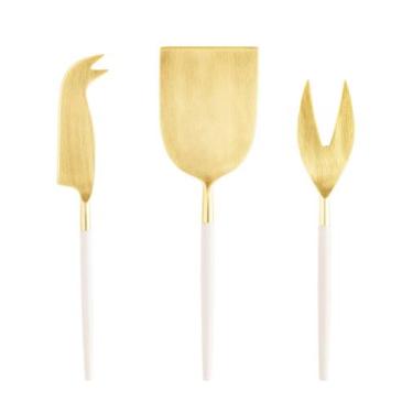 Imagem de Conjunto 3Pc Aço Inox para Queijo Tokyo Champanhe/Off White - Wolff