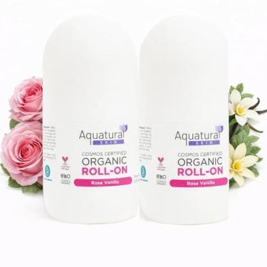Imagem de Desodorante Orgânico Roll-On Aquatural Rosa e Baunilha 75 ml x2