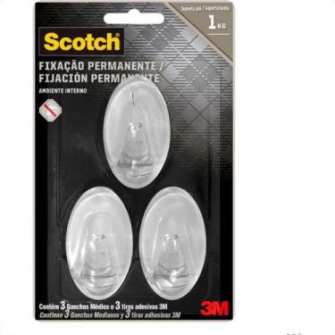 Imagem de Gancho Adesivo 3M Scotch Medio 3 Pecas Transparente Hb004684328