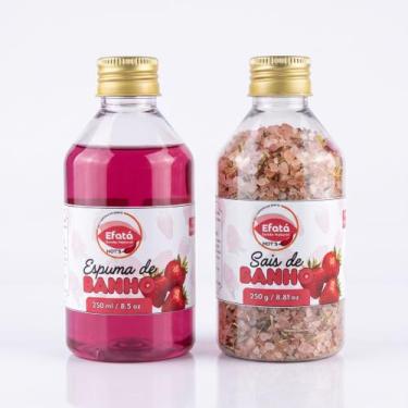 Imagem de Kit Espuma Sal Banho Aromaterapia Espumante MORANGO GRANDE - Efatá