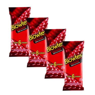 Imagem de Kit com 24 Preservativo Blowtex Morango c/ 6 Un Cada