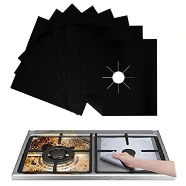 Imagem de Hlily Queimador de fogão cobre protetores de fogão a gás preto 0,2 mm de espessura dupla, forros aderentes reutilizáveis para cozinha/cozinhar. Tamanho 10,6" x 10,6" livre de BPA (8 pacotes)