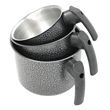 Imagem de Jogo Kit 3 Peças Caneca Leiteira Fervedor Craqueado Alumínio