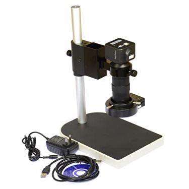 Imagem de Kit de acessórios para microscópio, kit de câmera USB de 5 MP, câmera de microscópio industrial, lente de zoom 100x, montagem C, 40 LEDs e corrediças de microscópio