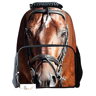 Imagem de Mochila escolar unissex Ibeaut, grande capacidade 3D vívida com estampa de animal, Laptop, Brown Horse, One Size