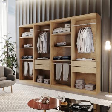 Imagem de Closet Solteiro Hera Premium 4 Gavetas 8 Prateleiras MDF Rufato - Imbuia