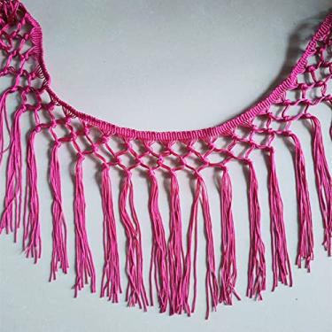 Imagem de 2 jardas/3 jardas/5 jardas/lote diy rayon renda borla franja guarnição de renda étnica 15 cm de costura longa vestido latino cortina nacional de vestuário decorativo, rosa vermelha 15,20 cm, 2 jardas